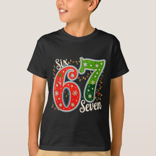 Number 67 Funny Six Seven 6 7 Meme Christmas Light T-Shirt (Vorderseite)