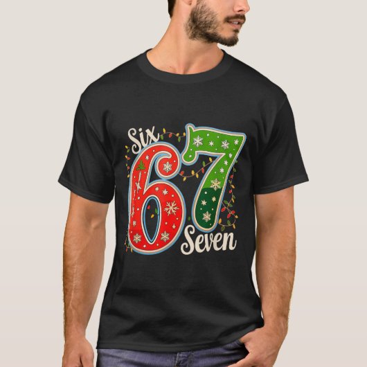 Number 67 Funny Six Seven 6 7 Meme Christmas Light T-Shirt (Vorderseite)