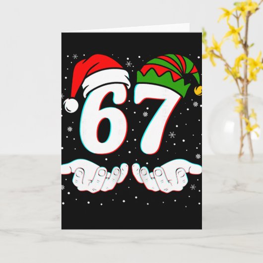 Number 67 Matching Six Seven 6 7 Meme 6-7 Christma Karte (Gelbe Blume)