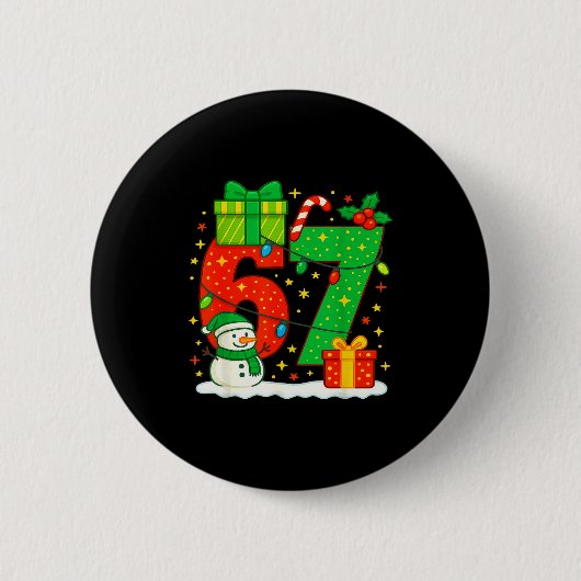 Number 67 Meme Matching Christmas Couple 67 Six Se Button (Vorderseite)