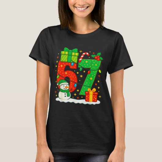 Number 67 Meme Matching Christmas Couple 67 Six Se T-Shirt (Vorderseite)
