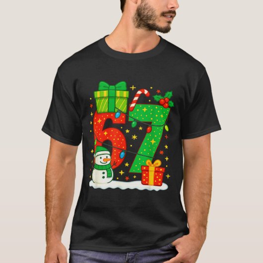 Number 67 Meme Matching Christmas Couple 67 Six Se T-Shirt (Vorderseite)