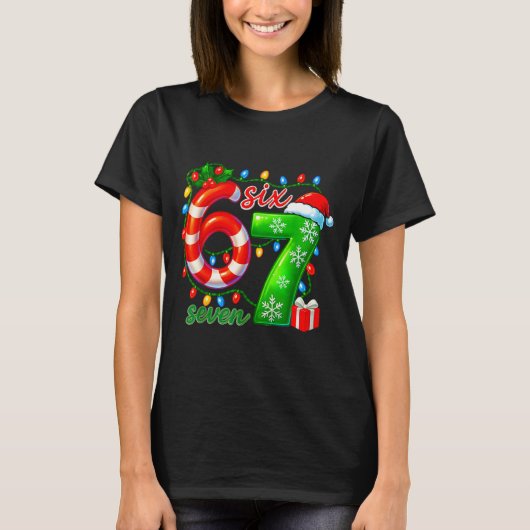 Number 67 Meme Retro Santa 6 7 Holiday Six Seven C T-Shirt (Vorderseite)