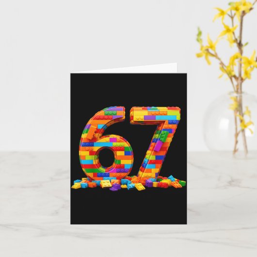 Number 67 Meme Six Seven 6 7 Building Blocks Gen A Karte (Gelbe Blume)