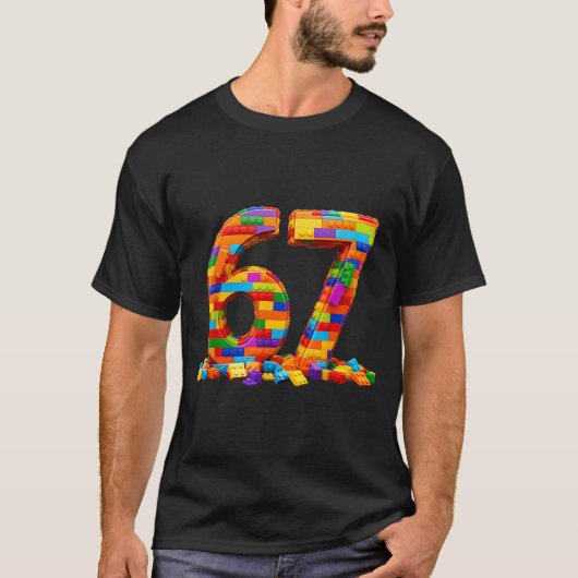 Number 67 Meme Six Seven 6 7 Building Blocks Gen A T-Shirt (Vorderseite)