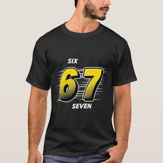 Number 67 Six And Seven P Art Comic Style Yellow M T-Shirt (Vorderseite)