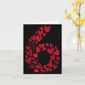 Number 6 - Cute Six Seven Hearts Matching 67 Valen Karte (Gelbe Blume)