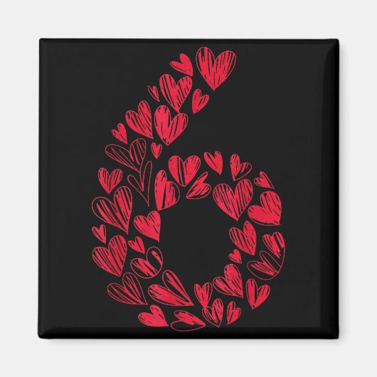 Number 6 - Cute Six Seven Hearts Matching 67 Valen Magnet (Vorne)