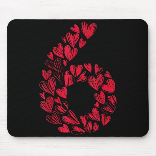 Number 6 - Cute Six Seven Hearts Matching 67 Valen Mousepad (Vorne)