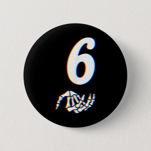 Number 6 Matching 67 Meme Skeleton Hand Halloween  Button (Vorderseite)