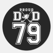 Number 79 Custom Proud Hockey Dad Personalized For Runder Aufkleber (Vorderseite)
