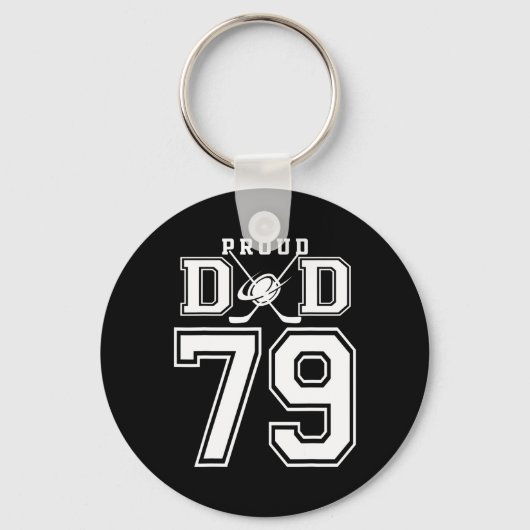 Number 79 Custom Proud Hockey Dad Personalized For Schlüsselanhänger (Vorderseite)