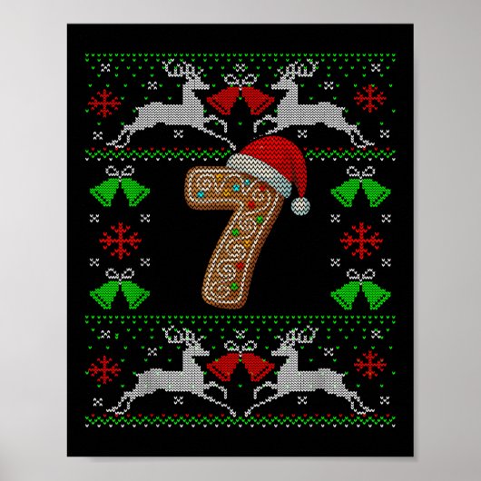 Number 7 67 Meme Funny Ugly Xmas Christmas Sweater Poster (Vorne)