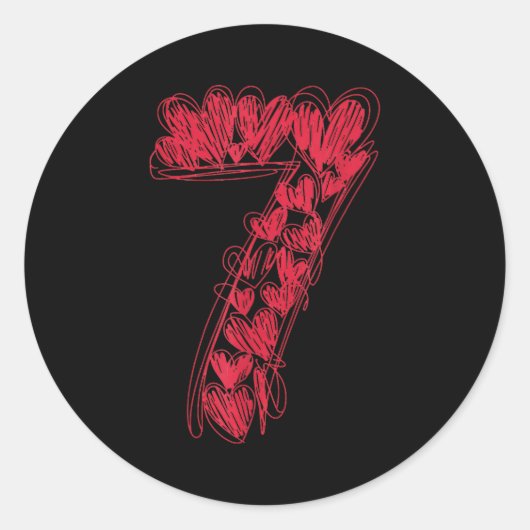 Number 7 - Cute 67 Matching Valentine Runder Aufkleber (Vorderseite)