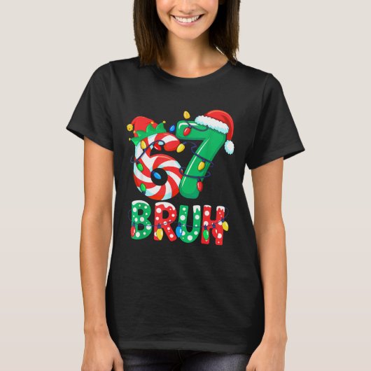 Number 7 Funny Meme Saying 6 7 Six Seven Christmas T-Shirt (Vorderseite)