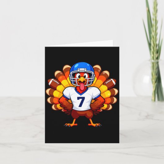 Number 7 Funny Thanksgiving Football Turkey Men Wo Karte (Vorderseite)