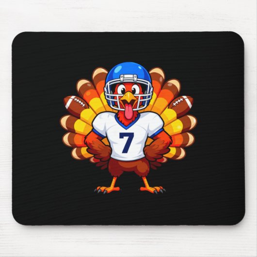 Number 7 Funny Thanksgiving Football Turkey Men Wo Mousepad (Vorne)