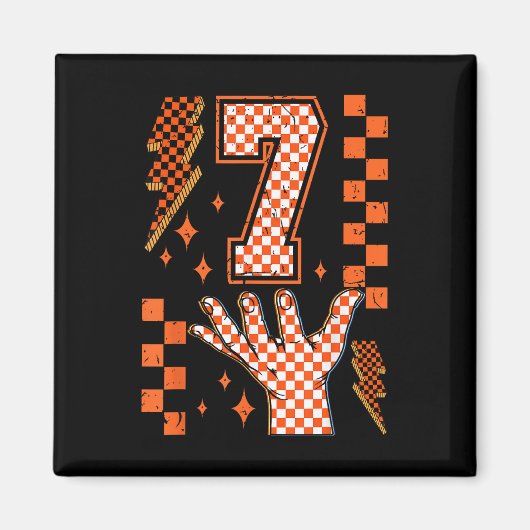 Number 7 Matching 67 Meme Checkered Halloween Cost Magnet (Vorne)