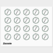 Number 7 Seven Monogram Minimalist Botanical Leaf Runder Aufkleber (Blatt)