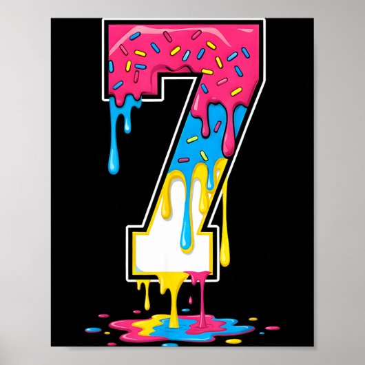 Number 7 Team Srts Ice Cream Drip Matching Varsity Poster (Vorne)