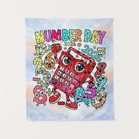 Number Day 2026 Colourful Maths Banner for Schools Wandteppich (Vorderseite)