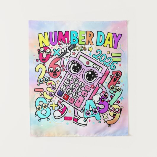 Number Day 2026 Colourful Maths Banner for Schools Wandteppich (Vorderseite)