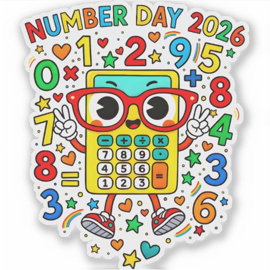 Number Day 2026 Colourful Maths Sticker for School (Vorderseite)