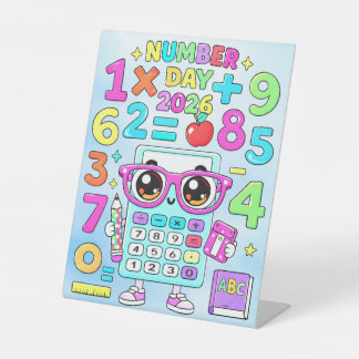 Number Day 2026 Cute Calculator Math Design Sockelschild