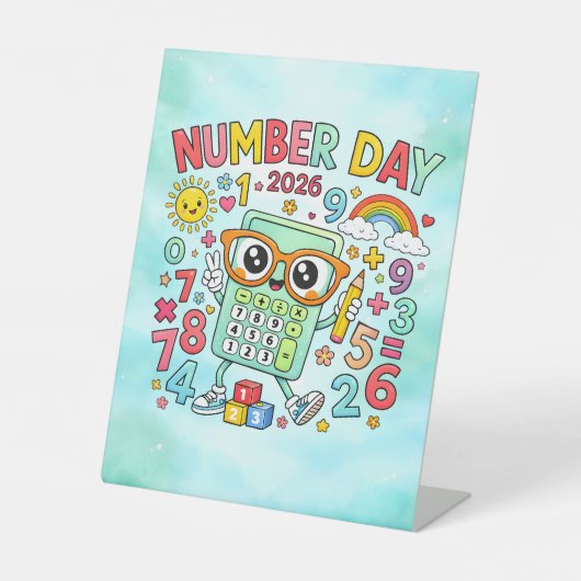 Number Day 2026 Cute Calculator Math Design Sockelschild (Vorderseite)