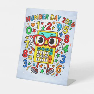 Number Day 2026 Cute Maths Calculator Desk Art Sockelschild
