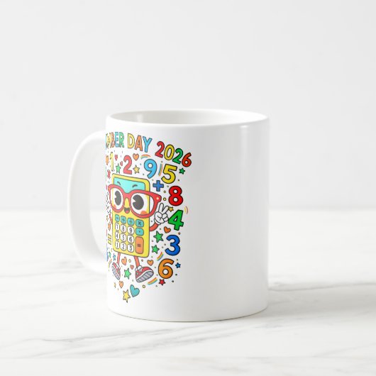 Number Day 2026 Cute Maths Calculator Mug Kaffeetasse (Vorderseite Links)