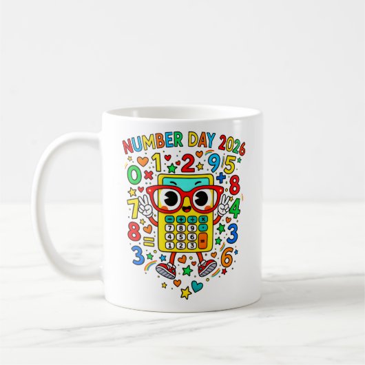 Number Day 2026 Cute Maths Calculator Mug Kaffeetasse (Links)