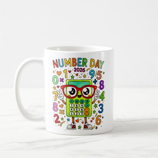 Number Day 2026 Cute Maths Calculator Mug Kaffeetasse (Links)
