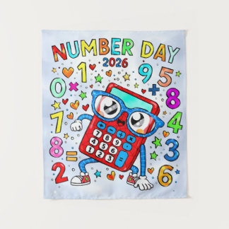 Number Day 2026 Cute Maths Calculator Poster Wandteppich