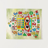 Number Day 2026 Cute Maths Poster for Kids Wandteppich (Vorderseite (Horizontal))
