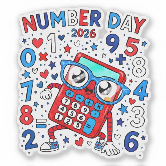 Number Day 2026 Cute Maths Sticker for Kids (Vorderseite)
