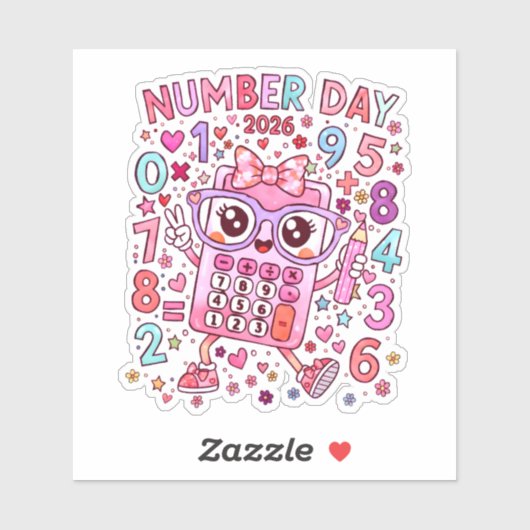 Number Day 2026 Cute Maths Sticker for Kids (Blatt)