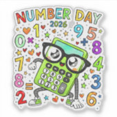 Number Day 2026 Cute Maths Sticker for Kids (Vorderseite)