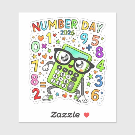 Number Day 2026 Cute Maths Sticker for Kids (Blatt)
