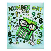 Number Day 2026 Green Calculator Math Design Poster (Vorderseite)