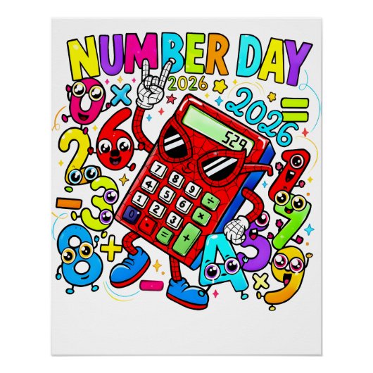 Number Day 2026 Maths Poster for Kids UK Classroom (Vorderseite)