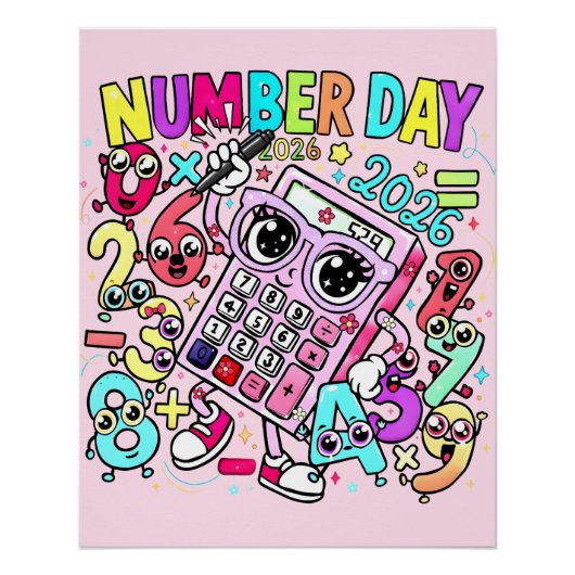 Number Day 2026 Maths Poster for Kids UK Classroom (Vorderseite)