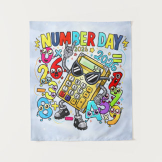 Number Day 2026 Maths Rockstar Banner for Schools Wandteppich
