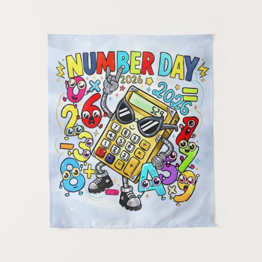 Number Day 2026 Maths Rockstar Banner for Schools Wandteppich (Vorderseite)