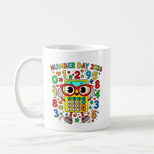 Number Day 2026 Owl Calculator Math Design Kaffeetasse (Links)
