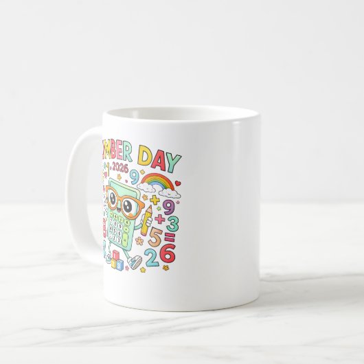 Number Day 2026 Owl Calculator Math Design Kaffeetasse (Vorderseite Links)