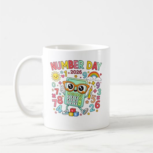 Number Day 2026 Owl Calculator Math Design Kaffeetasse (Links)