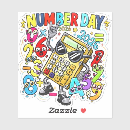 Number Day 2026 Rock Star Maths Sticker for Kids (Blatt)