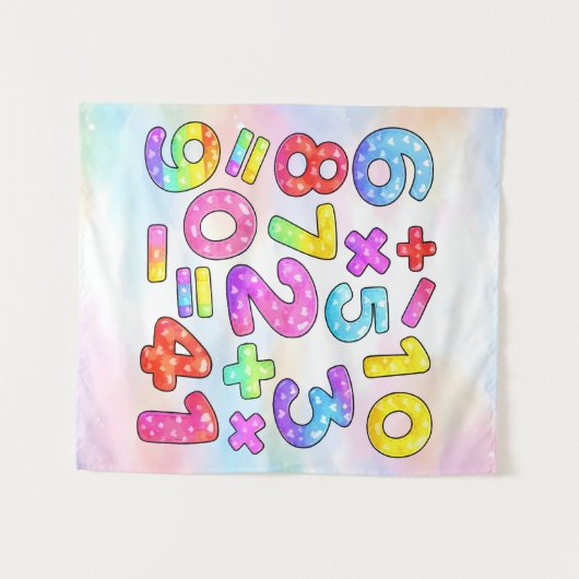 Number Day Colorful Math Numbers Design Wandteppich (Vorderseite (Horizontal))