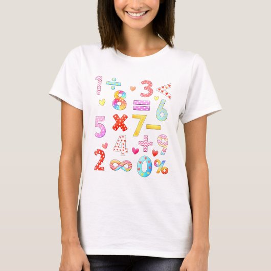 Number Day Colorful Math Symbols T Shirt (Vorderseite)
